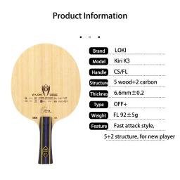 Original loki kirin k3 lâmina de tênis mesa 5 madeira 2 carbono ping pong paddle treinamento iniciante raquete ping pong fora + com saco loki - Image 2