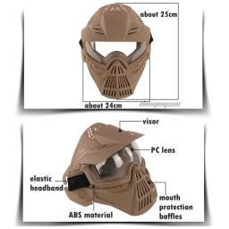 Máscara facial completa airsoft caça cs wargame máscaras protetoras ao ar livre tiro paintball máscara respirável acessórios com óculos - Image 2