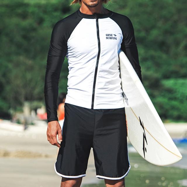 Roupa de Banho Masculina de Secagem Rápida: Camiseta de Manga Longa Ideal para Surf e Esportes Aquáticos