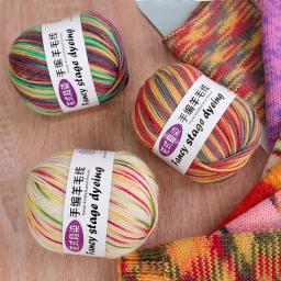 Fios de lã tingidos para camisola de tricô, artesanato tecido à mão, Multicolor macio, fios grossos médios, Crochet DIY, seção extravagante, 50g por rolo - Image 6