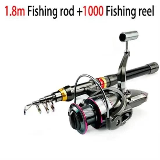 1.8-3.6m vara de pesca de fibra de carbono e carretel combo super duro telescópica pólo de pesca kit de carretel de fiação resistência máxima 3-8kg pesca - Image 1