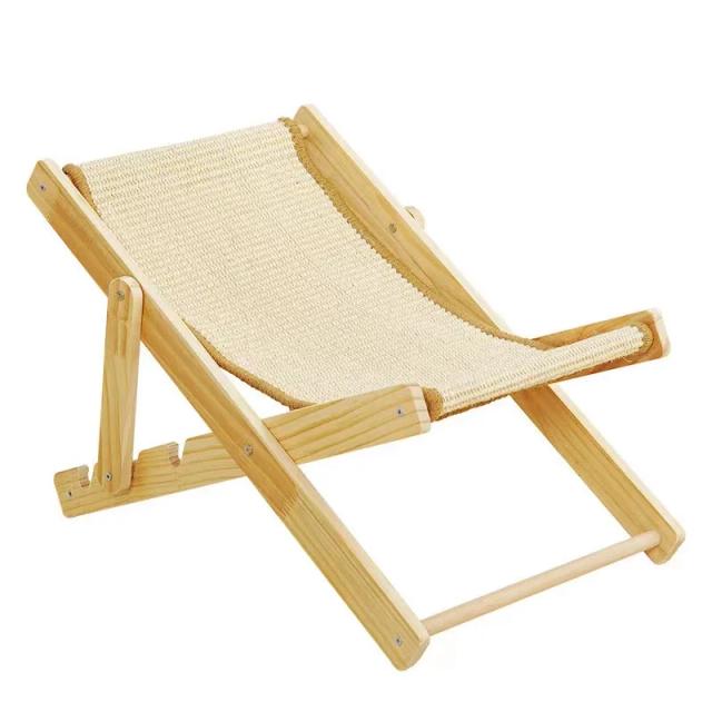 Cama Reclinável de Madeira e Sisal para Cachorros e Gatos - Conforto e Estilo para seu Pet