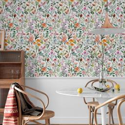 Colorido Floral e Folhas PVC Papel De Parede, Casca e Vara, Decoração Para Casa, Etiqueta Do Armário, Impermeável, Cozinha, Banheiro, Moderno - Image 2