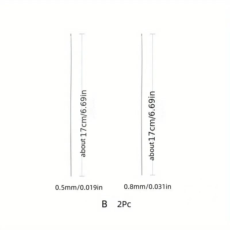 Agulhas frisadas com agulhas de aço, Cabeças longas e finas, Ganchos roscados laterais, Jóias artesanais DIY, 2pcs - Image 1