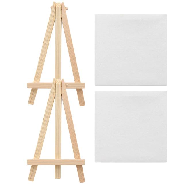 Mini placa de pintura a óleo em lona para crianças - 2 conjuntos de artesanato multifuncional em madeira