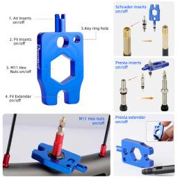 Extensor de válvula presta de bicicleta, aro de carbono de estrada, adaptador de inflação de tubo f/v, tubo de extensão de 45/80mm para bico com inserções destacáveis - Image 5