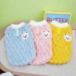 Camisola de pelúcia com fivela para animais de estimação, Roupas com estampa Sweet Bear, Jaqueta de botão para cães pequenos, Pomerânia, Chihuahua, Cachorro, Inverno - Image 5