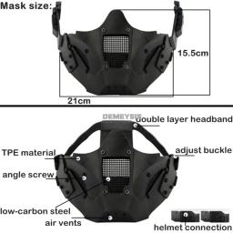 Máscara de tiro airsoft malha de aço respirável caça wargame máscara protetora tático meia máscara facial para capacete rápido - Image 3