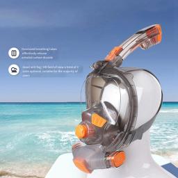 Máscara subaquática de mergulho subaquática, máscara de snorkel, laranja e cinza, homem e mulher, L e XL - Image 6