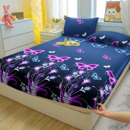 3-Piece Set Folha equipada com padrão de borboleta, impresso tampa da cama, simples e moderno, fosco, quarto, cama - Image 3