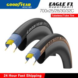 Goodyear pneus de bicicleta eagle f1 supersport 700x28c sem câmara de ar/tubo pneu de bicicleta de estrada 700x30/32c peças de pneus de ciclismo de cascalho dobráveis - Image 1