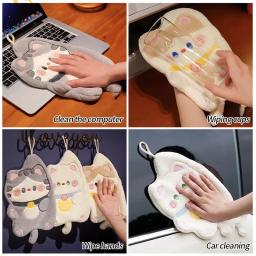 Kawaii Cartoon Cats Hand Towels, Toalha de limpeza pendurada, Pano suspenso macio absorvente, Acessórios de cozinha, Suprimentos de banheiro - Image 6
