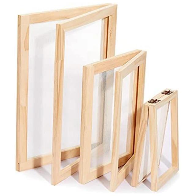 Conjunto Completo para Fabricação de Moldes de Papel - Moldura de Madeira para Artesanato DIY em 3 Tamanhos (12,7x17,8cm, 19,8x24,8cm, 24,8x33,0cm) - 3 Peças