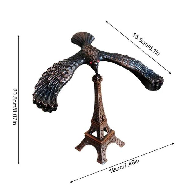 Decoração de Escritório com Estatuetas em Miniatura de Águia e Pássaros em Equilíbrio com Modelo da Torre Eiffel