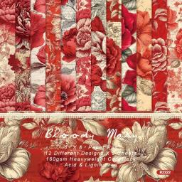 Estilo colorido Floral Papel de fundo, Scrapbook Pads, DIY Pads, Journal Art, Artesanato artesanal, Papelaria, 12 folhas - Image 2