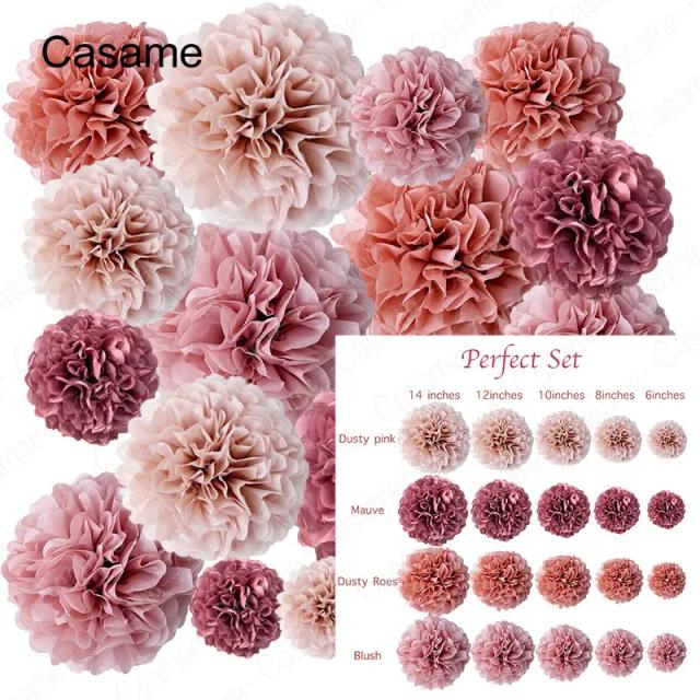 Lanterna de Papel Redonda com Pompom para Festas em Ouro, Rosa e Branco - Decoração Charmosa para Batizados e Casamentos