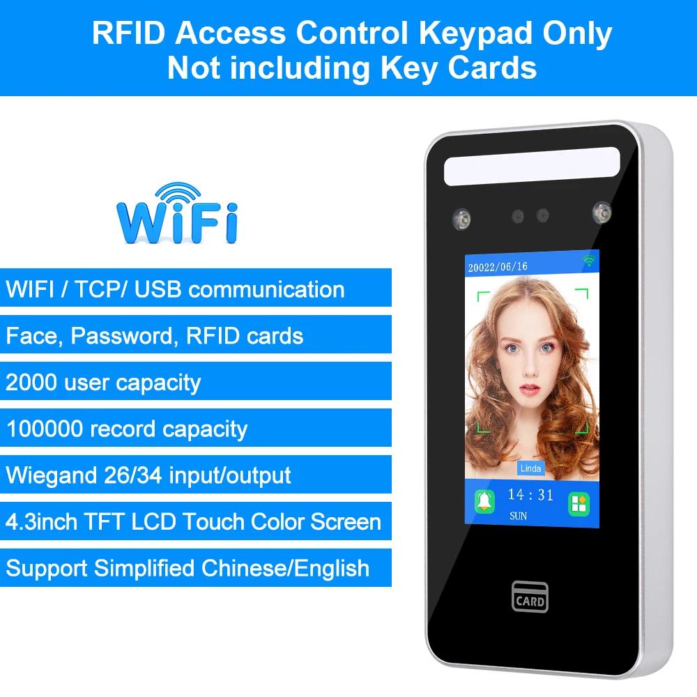 WiFi Facial RFID Controle de Acesso Teclado, 4.5 ", Face Dinâmica, Biométrico, Tempo Atticação, Dispositivo De Empregado, Door Lock System Software - Image 1