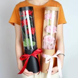 Caixa De Embalagem De Flor De Rosa, Cartão Redondo, Caixas De Presente Transparente, Decoração, Suprimentos Do Dia Dos Namorados, Casamento - Image 1