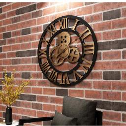 3D Relógio De Parede De Madeira Retro, Estilo Industrial, Relógio De Casa Europeu, Decoração Da Sala De Estar, Escritório Art Decor - Image 1