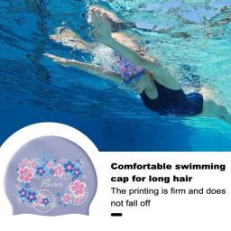 Chapéu de gorro de natação impermeável de silicone para homens e mulheres, tampas elásticas antiderrapantes, cor gradiente, acessórios de natação - Image 5