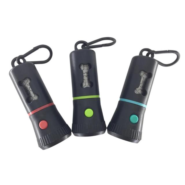 Dispensador de Sacos de Cocô para Cães com Lanterna LED e Bolsa Transportadora para Filhotes ao Ar Livre