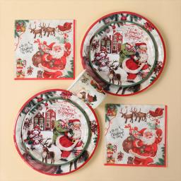 Louça descartável para decoração de Natal, Copo e prato, Fontes de festa de ano novo, Feliz Natal, 2024 - Image 2