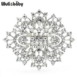Wuli & baby-Broches estilo palácio espumantes para mulheres, flores de strass, alfinetes de escritório, presentes unisex, festa - Image 1