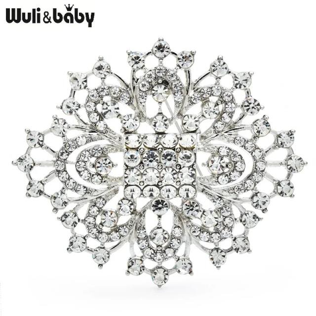 Broches Espumantes Wuli & Baby para Mulheres com Flores de Strass - Presentes Unissex Ideais para Festas