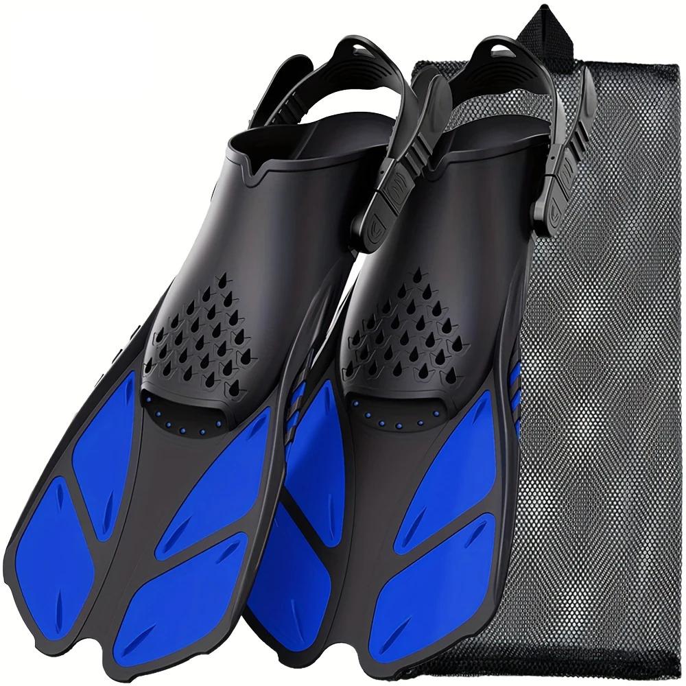 Aletas de snorkel ajustáveis para adultos, nadadeiras, silicone curto, sapatos de mergulho, salto aberto, sapatos de praia, fivelas profissionais - Image 1