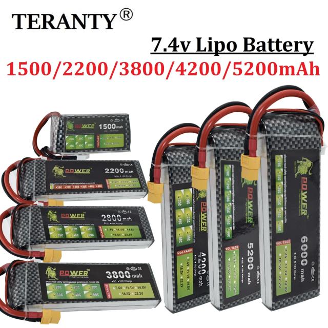 Baterias LiPo 2S 7.4V de Alta Capacidade: 1500mAh a 10400mAh com Conectores XT60, EC5 e TRX para RC