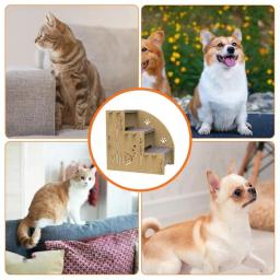 Escada de madeira para sofá, 3-Step, escada para gatos de cama, cão equilibrado, rampa interna, antiderrapante, adequada para cães pequenos - Image 5