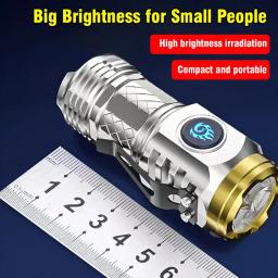 Lanterna LED de Longo Alcance, Luz Forte, Recarregável, Super Bright, Iluminação Portátil, 3 Olho Pequeno, Canhão de Aço, Casa, Mini - Image 1