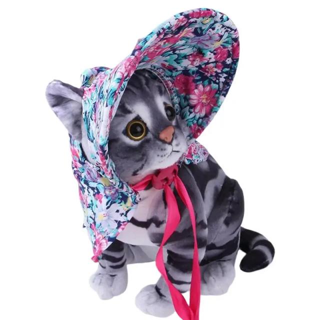 Chapéu Respirável e Ajustável para Animais com Viseira Floral para Cães e Gatos no Verão