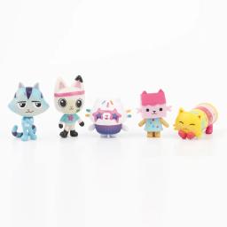 13 pçs gabby dollhouse anime figura brinquedo carro sorridente gato abraço gaby menina bonecas mercat dos desenhos animados figura de ação crianças presentes de aniversário de natal - Image 2