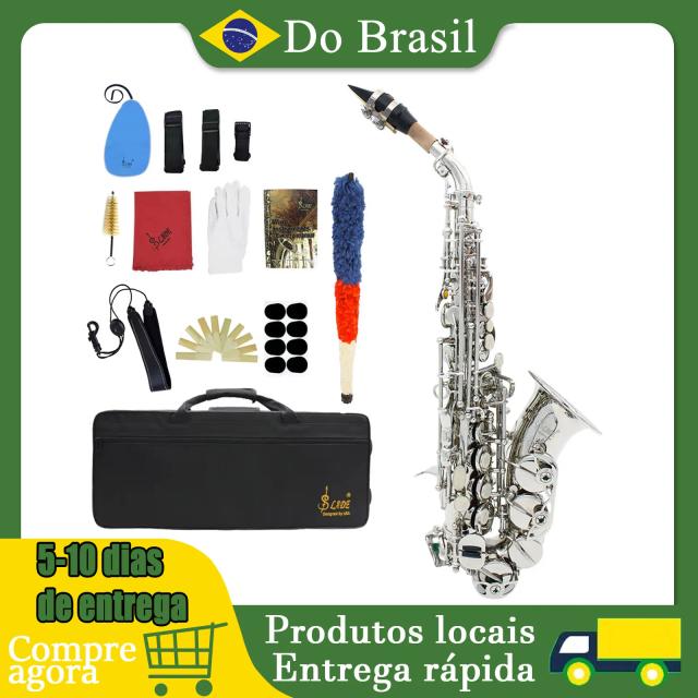 Slade Saxofone Soprano Bb Corpo de Bronze Plano Profissional