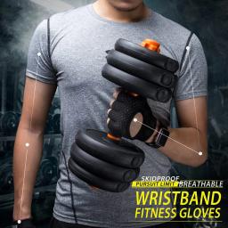 Luvas de treino sem dedos para homens e mulheres, Luvas de levantamento de peso com pulso, Suporte para treinamento de ginástica - Image 6