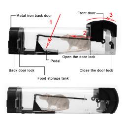 Armadilha para roedores, reutilizável para jardim interno e externo, seguro, firme, coletor de mouse doméstico, transparente, inteligente, com travamento automático - Image 4