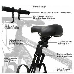 Sela dianteira de bicicleta com guidão de segurança, assento destacável para criança, almofada de bicicleta MTB, acessórios para bicicletas - Image 5