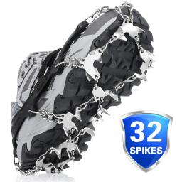 Tomshoo ultraleve 32 dentes garra de gelo de aço inoxidável antiderrapante sapato capa neve antiderrapante grampos dispositivo escalada suprimentos de segurança - Image 1