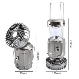 Portátil LED Camping Lights, carga solar, recarregável, luz noturna, pendurado, barraca, peixe, lanterna, lâmpada multifuncional com ventilador - Image 6