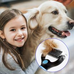 Profissional Pet Deshedding escova, removedor de cabelo do cão, pele nó cortador, cachorro gato pente escovas, cães grooming derramamento suprimentos - Image 3