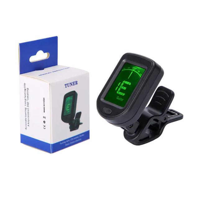 Sintonizador digital LCD clip-on para guitarra, baixo, violino, cavaquinho, banjo e todos os instrumentos musicais