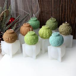 3d bola de natal vela molde de silicone diy em relevo lanterna bola vela perfumada fazendo molde natal elk concreto gesso molde - Image 2