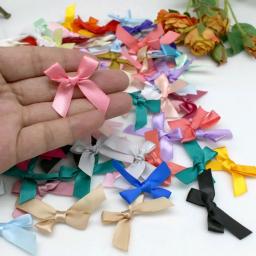 Pequenos arcos de fita de cetim, arco do nó, artesanato decoração, handwork DIY festa, casamento, aniversário, laços decoração, 100pcs - Image 1
