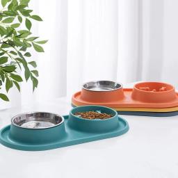 Tigela de alimentação para animais de estimação, tigela de aço inoxidável, base de silicone, anti-luta, tigela de comida lenta para cães e gatos, para evitar asfixia de animais de estimação - Image 3