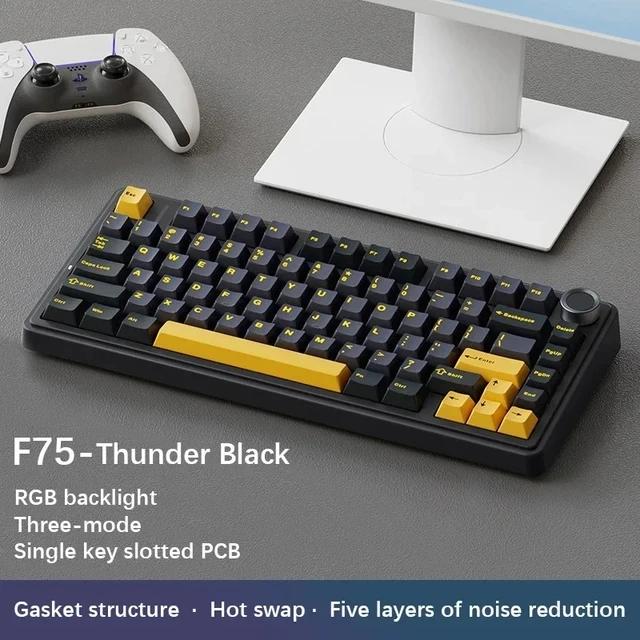 AULA-F75 Teclado mecânico sem fio Gaming, Bluetooth, Com fio, RGB personalizado, 75% Layout Profile, Estrutura Junta, 2.4G - Image 1