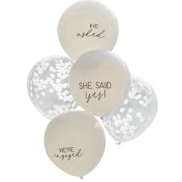 Branco Coração Confetti Látex Balões Set, Casamento e Festa de Noivado Decorações Kit, 100% Látex Balões, Ela Disse Sim, 12 unid... - Image 2