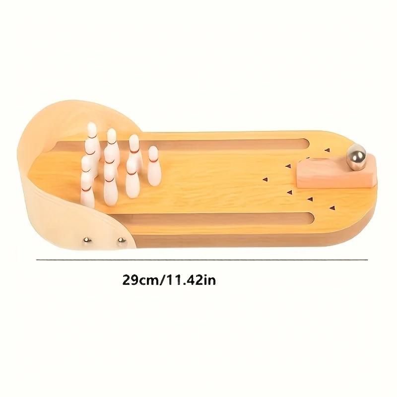Mini Conjunto de Jogo de Boliche de Madeira 30cm Jogo de Dedo Ajustável