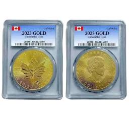 Coleção Crypto, Moedas Challenge, Ouro e Prata com Caixa de Armazenamento Avançada, Colecionáveis, Folhas do Canadá, 1 oz, 2023 - Image 1