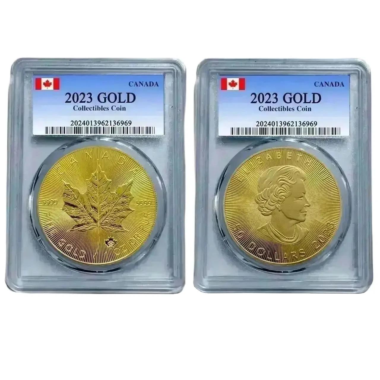 Coleção Crypto, Moedas Challenge, Ouro e Prata com Caixa de Armazenamento Avançada, Colecionáveis, Folhas do Canadá, 1 oz, 2023 - Image 1